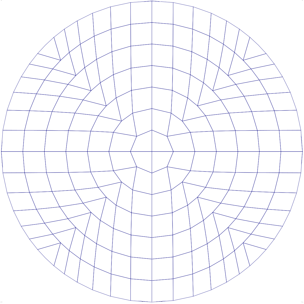 logically rectangular mesh deformed to almost spherical